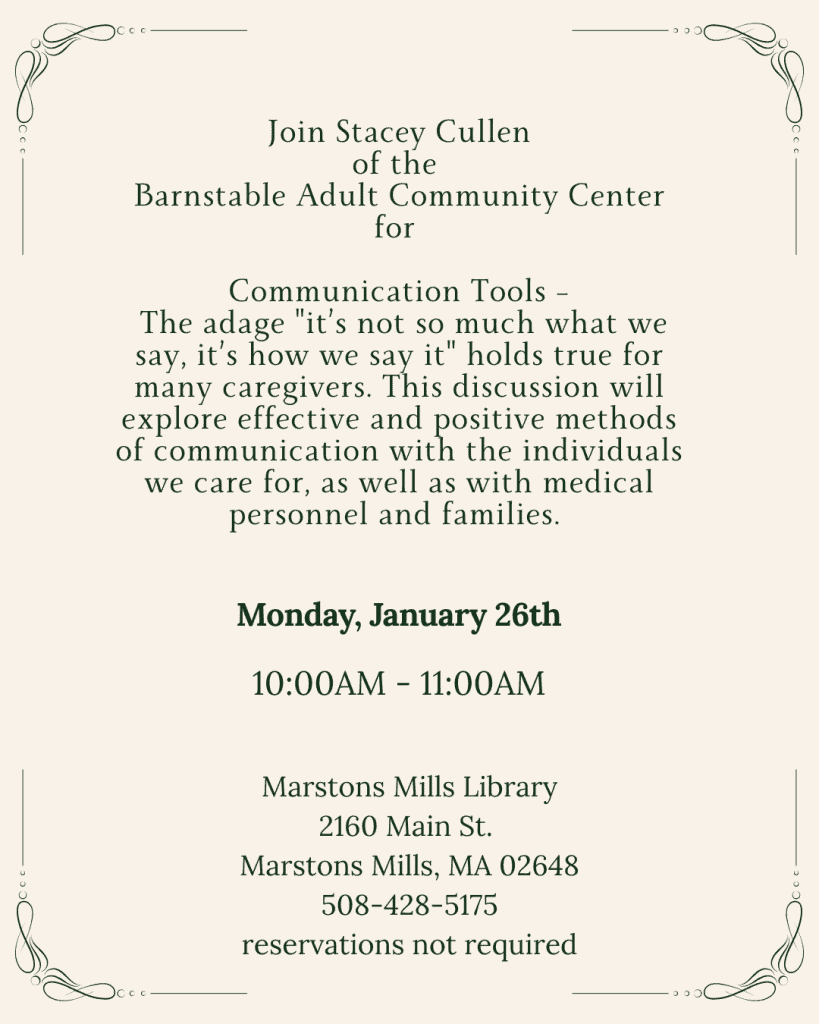 2026_Event_Marstons Mills Library_Communication Tools