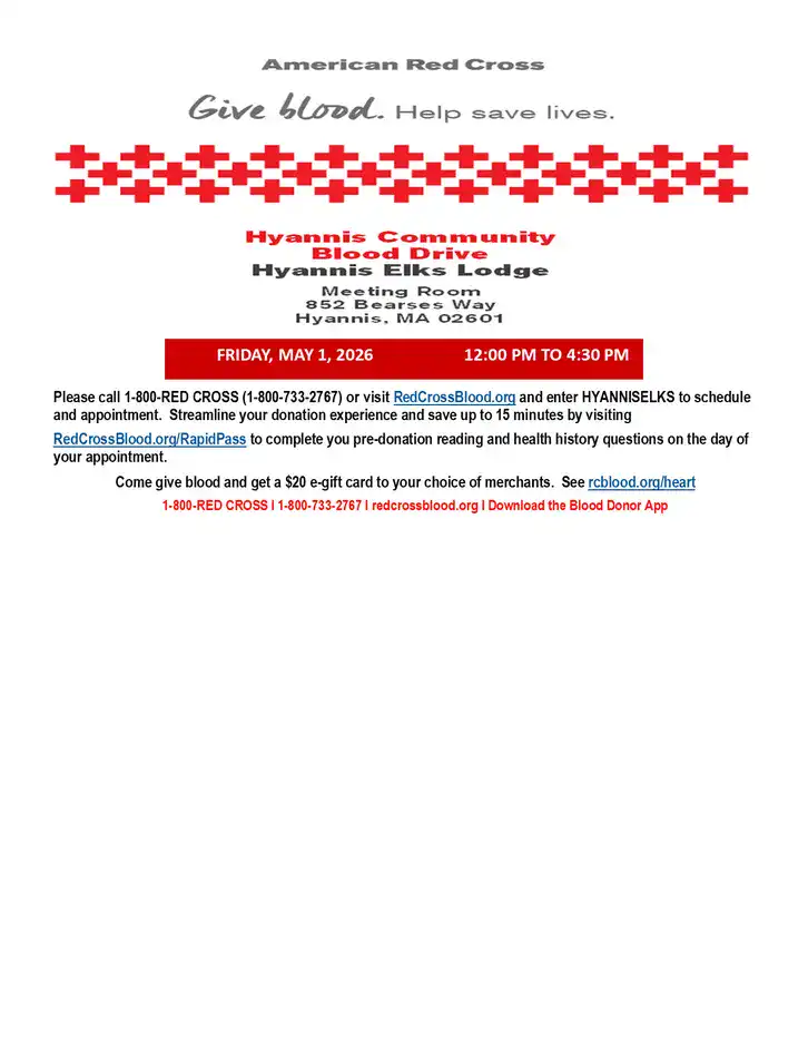 2026_Event_Hyannis Elks Lodge_Blood Drive